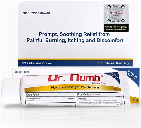 Dr. Numb 5% Lidocaine Topical Anesthetic Cream, Pain and Itching Relief, 10g - Walmart.com