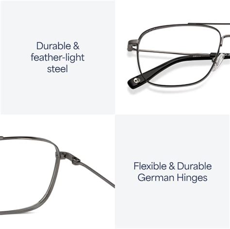 Gunmetal Black Full Rim Aviator John Jacobs Supreme Steel JJ E11687 -C1 ...