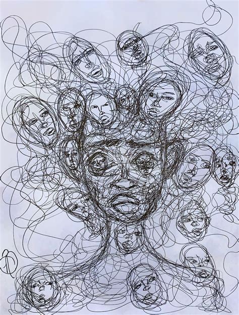 Scribble Abstract Art Print anxiety Abstract Face Drawing - Etsy