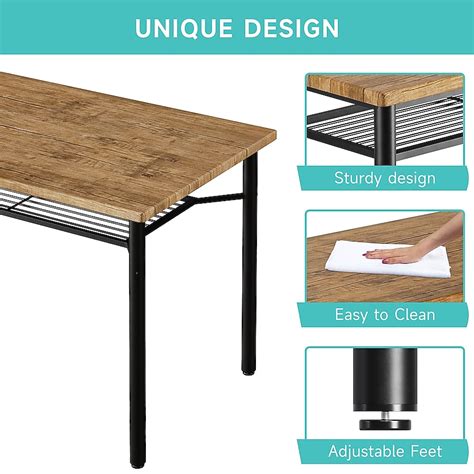 WhizMax Dining Table Set for 4 with Wine Rack Sturdy Rectangular ...
