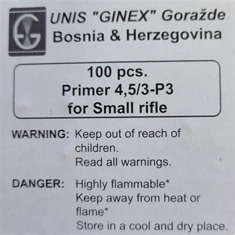 Small Rifle Unis Ginex Primers - Only Available With Purchase of Brass Casings - Tactical ...