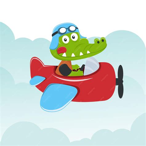 Premium Vector | Cartoon illustration of cute crocodile flying in an ...