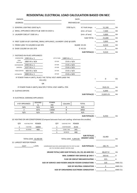 Electrical Load Calculation For Duplex at Emil Bentley blog