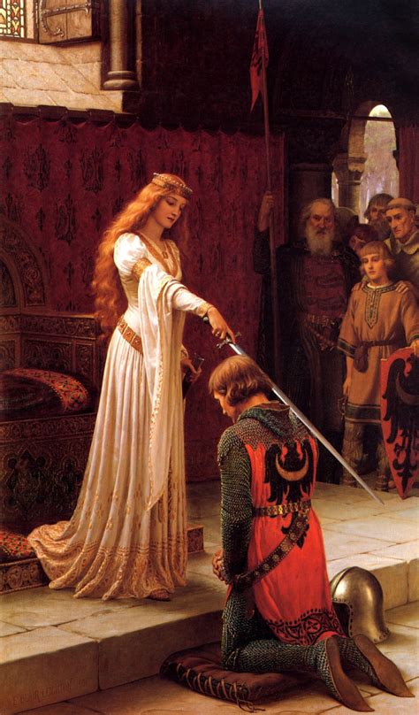 The Accolade Medieval Queen Giving Title of Knight to Young Man ...