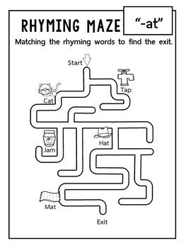 CVC Rhyming Words Maze by Bright Mind Learning Studio | TPT