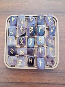 kanha Ji Amethyst Rune Set 25 Pcs Natural Healing Crystal Stone Reiki ...
