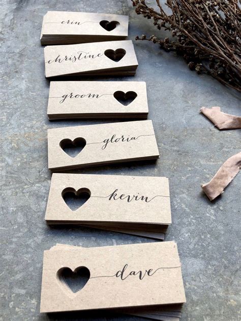 Wedding Place Cards, Place Cards, Name Tag, Wedding Name Tags, Heart ...