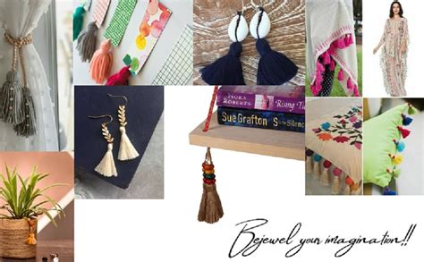 Zippy Flora Jute Tassels with Colored Beads for DIY Wall Crafts and ...