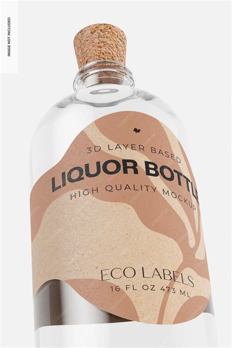 Premium PSD | Glass liquor bottle with cork mockup, close up