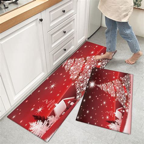 Amazon.com: Christmas Kitchen Mat for Home Decor, Red Shining Christmas ...