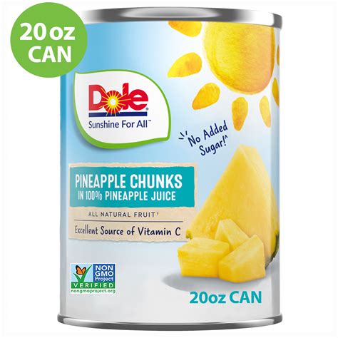 Dole Pineapple Chunks in 100% Pineapple Juice, 20 oz Can - Walmart.com