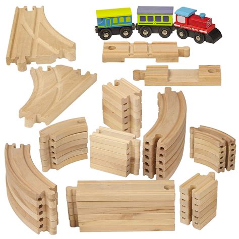 Toddler Train Tracks 30-Piece Wooden Train Track Set - Expansion Pieces ...
