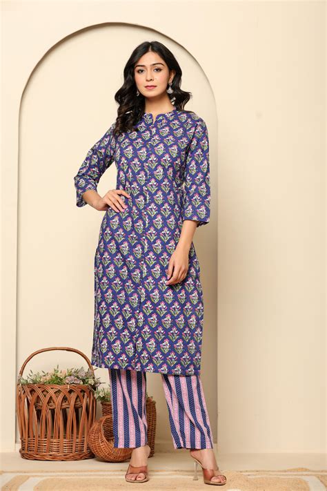 Purple Printed Cotton Kurta Set - RAGAVI JAIPUR – Ragavi