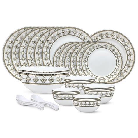 Larah by Borosil Syrah Kohinoor Series Opalware Dinner Set | 33 Pcs for ...