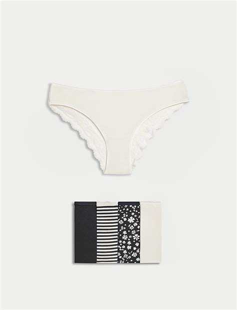 Buy 5pk Cotton Rich Printed Brazilian Knickers at Marks & Spencer