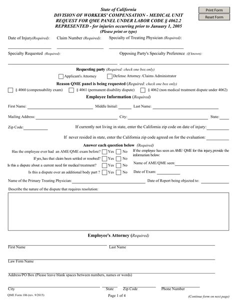QME Form 106 - Fill Out, Sign Online and Download Fillable PDF ...