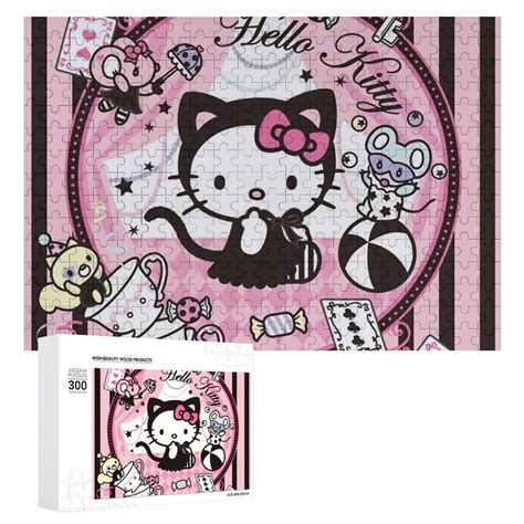 Puzzles for Kids Ages 4-6,Pink And Black Striped Hello Kitty Puzzles ...