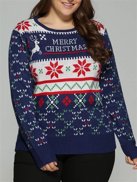 Plus Size Snowflake Christmas Jacquard Knit Sweater | Sweaters, Plus ...