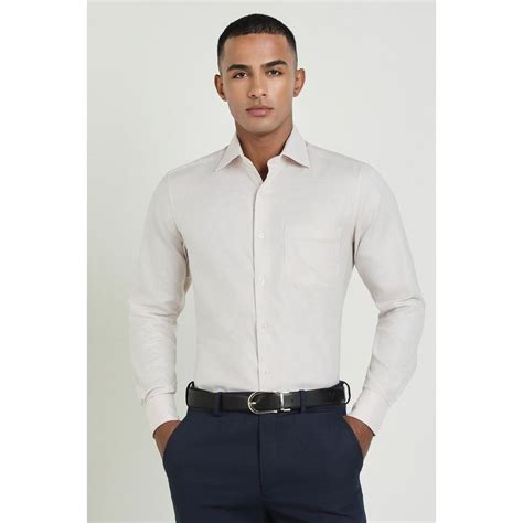 Buy Allen Solly Men Cream Textured Full Sleeves Regular Fit Formal ...