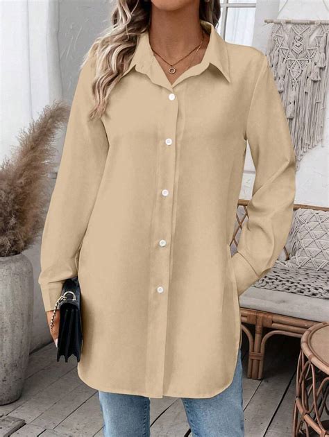 SHEIN LUNE Women's Solid Color Long Sleeve Single-Breasted Casual ...