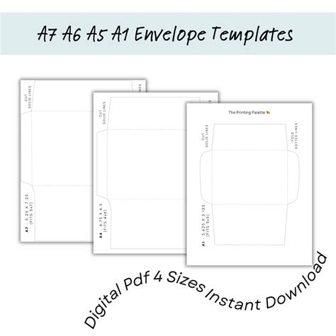 Envelope Templates, Printable Set, Instant Download, A1 A5 A6 A7 Sizes (PDF) - Etsy