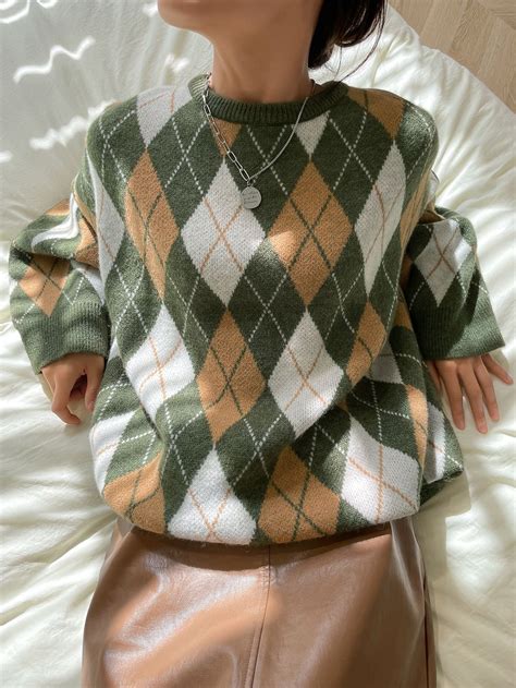 Argyle Pattern Batwing Sleeve Sweater | Batwing sleeve sweater, Kids ...