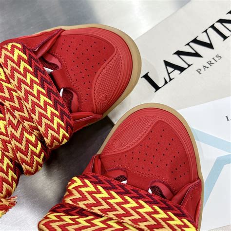 LANVIN Leather Curb Sneakers Red Yellow | SneakerDouble