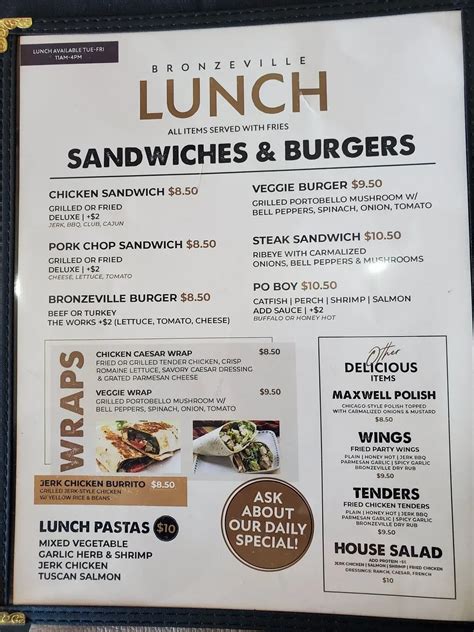 Bronzeville Kitchen and Lounge Menu - Updated August 2025