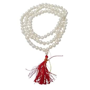 Buy The Gallery Of Gemstones Natural White Round 108 Beads Pearl Mala ...