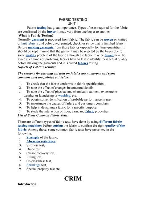 Fabric Testing unit 4 - Trash content determination in fibers ...