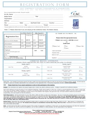 Fillable Online aci-na REGISTRATION FORM - Airports Council ...