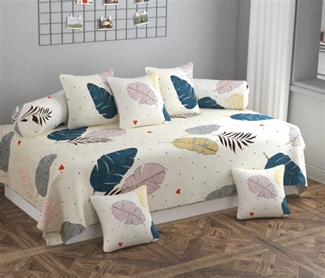 WYTOMAH Microfiber Fabric Crossovers Printed Diwan Blend Set of ...