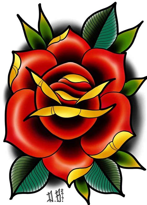Traditional Rose Tattoo Flash - Printable Calendars AT A GLANCE