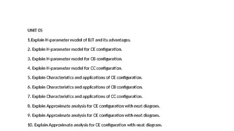 UNIT 05 & UNIT 06: BJT Models, Configurations, and Amplifier Analysis ...