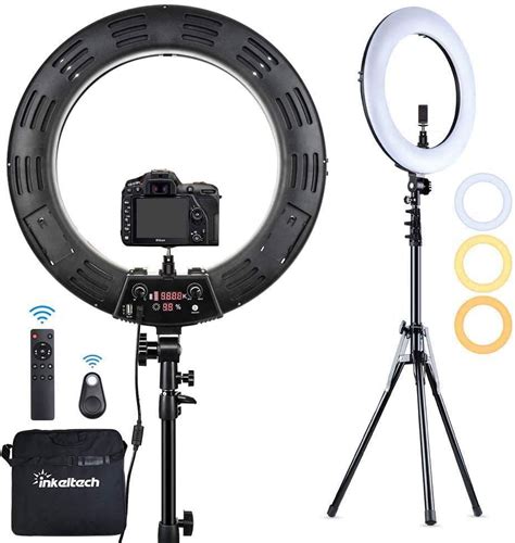 Inkeltech Ring Light - 18 inch 2700K-5600K Dimmable Bi-Color Light Ring ...