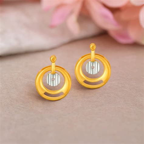 Modern 22 Karat Yellow Gold Geometric Studs