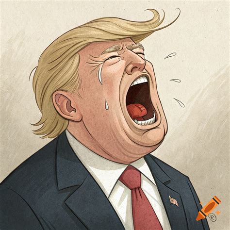 Cartoon caricature of Donald Trump as a crying baby in a diaper and ...