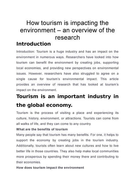 How tourism is impacting the environment – an overview of the research ...