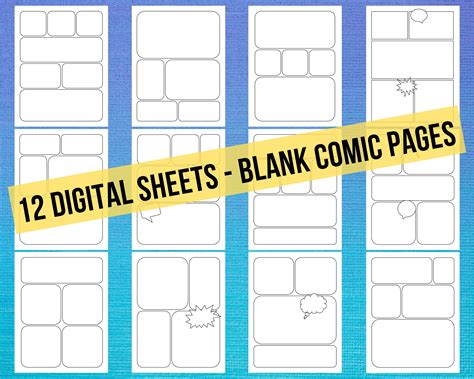 12 Printable Blank Comic Book Pages - Callouts - Digital Paper Pack ...