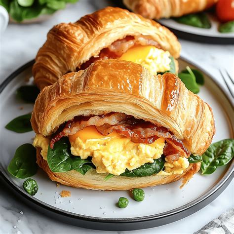 Croissant Breakfast Sandwiches - Justine Recipes