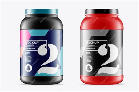 Premium PSD | Glossy protein jar mockup