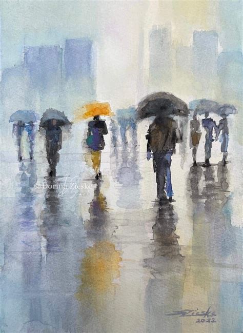 A loosely painted watercolour ‘Rainy Days and Fridays’ Dorina Zieske Art Prints available ...