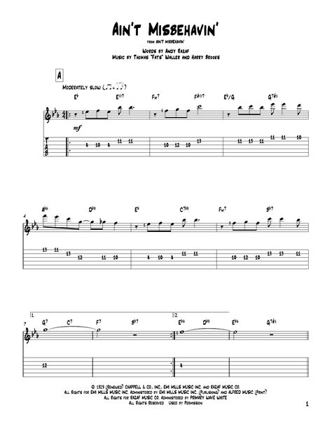 Ain't Misbehavin' by Thomas "Fats" Waller Sheet Music for Solo Guitar ...