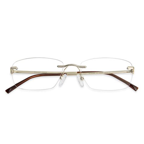 Buy Gold Brown Rimless Rectangle Vincent Chase VC SLEEK STEEL VC E13268 ...