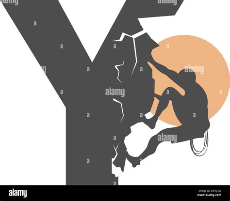 Rock climber climbing letter Y illustration template Stock Vector Image & Art - Alamy