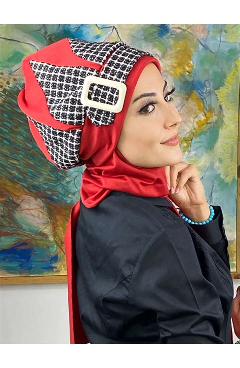 Red Ready to Wear Turban 564EYL22ŞPK-02 | Sefamerve
