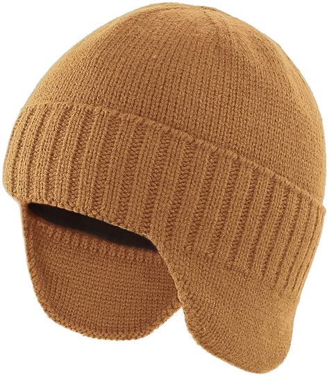 Muryobao Mens Winter Hat Knit Earflap Hat Stocking Caps with Ears ...