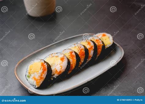 Tamako Roll or Japanese Sweet Egg Sushi Roll. Tradition Food Made from ...