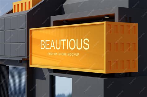 Premium PSD | Logo mockup sign on facade fashion store
