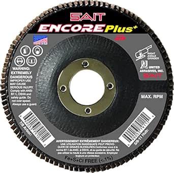 SAIT 72801 Encore Flap Disc with 4-1/2-Inch Diameter and 7/8-Inch Arbor ...